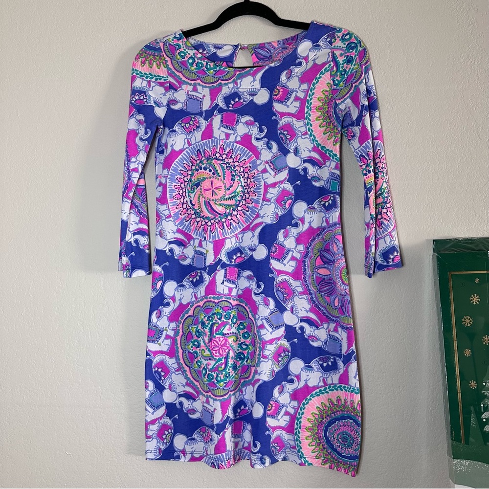 LILLY PULITZER purple / pink elephant Play That Trunky Music Bay dress XXS - Picture 2 of 12